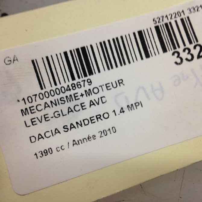 Mecanisme + moteur lève-glace avant droit occasion DACIA SANDERO I Phase 1 06-2008->10-2012 1.2 16v 75ch 8200733828 4