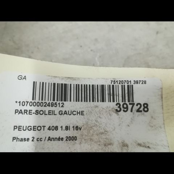 Pare-soleil gauche occasion PEUGEOT 406 Phase 2 04-1999->04-2004 1.8i 16v 8143T4 3