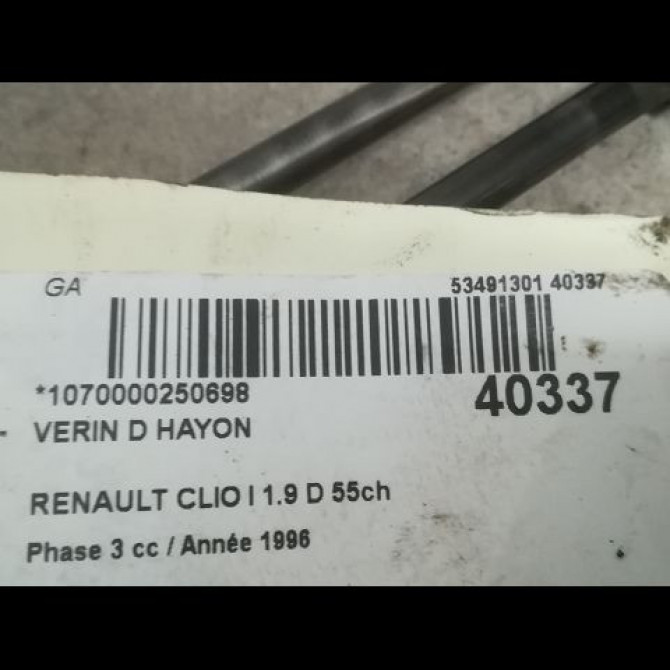Verin droit hayon occasion RENAULT CLIO I Phase 3 03-1996->08-1998 1.9 D 55ch 7700800311 2