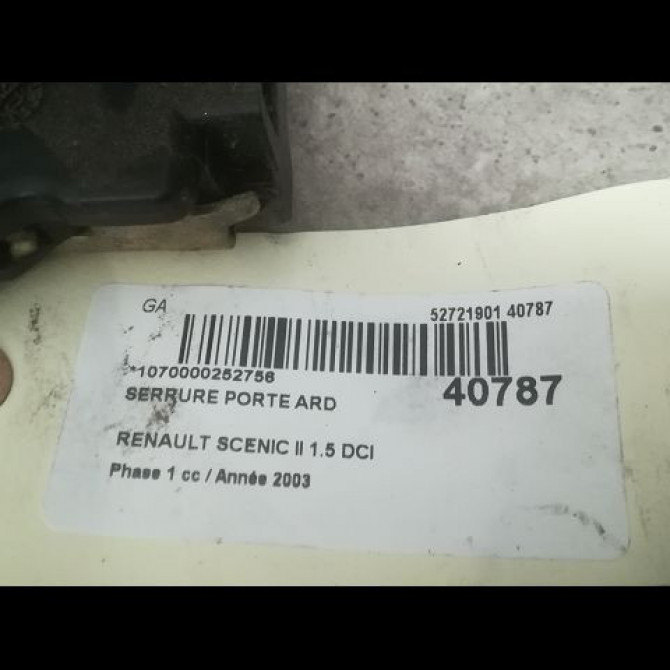 Serrure porte ard occasion RENAULT SCENIC II Phase 1 03-2004->09-2006 1.5 DCI 80ch 8200119332 3