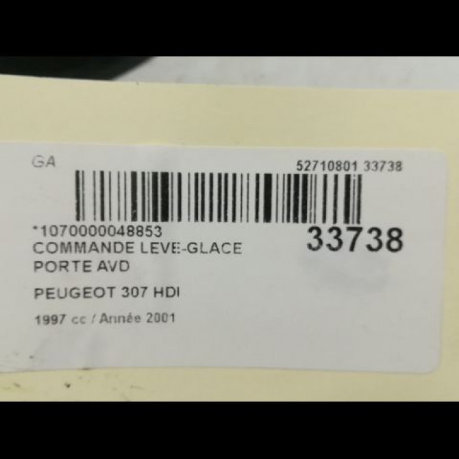 Commande lève-glace porte avant droite occasion PEUGEOT 307 Phase 1 04-2001->06-2005 2.0 HDI 110ch 4