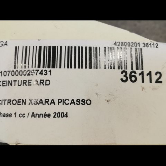 Ceinture arrière droite occasion CITROEN XSARA PICASSO Phase 1 12-1999->02-2004 1.8i 16v 8973SA 4