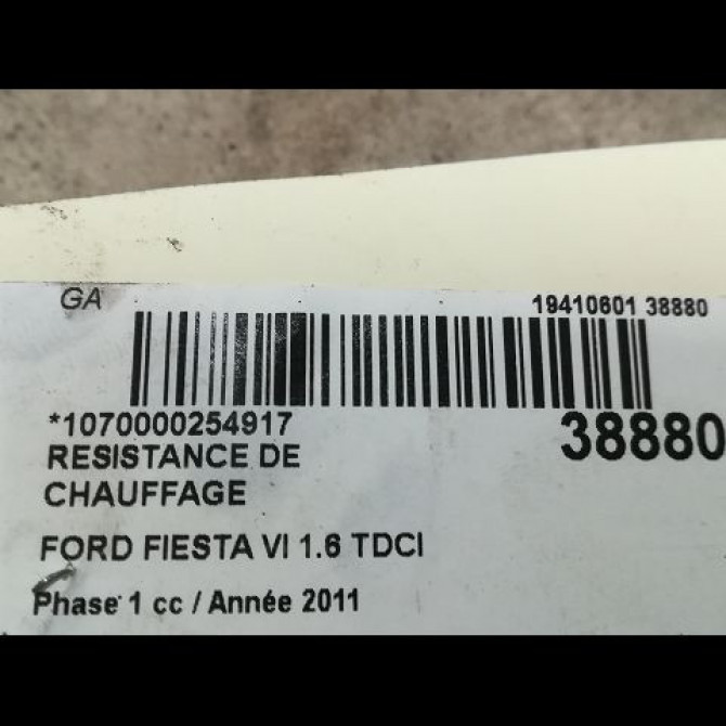 Resistance de chauffage occasion FORD FIESTA VI Phase 1 10-2008->11-2012 1.6 TDCI 95ch 1847910 3