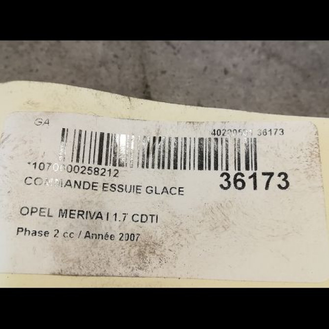 Commande essuie glace occasion OPEL MERIVA I Phase 2 01-2006->09-2010 1.7 CDTI 100ch 9185417 3