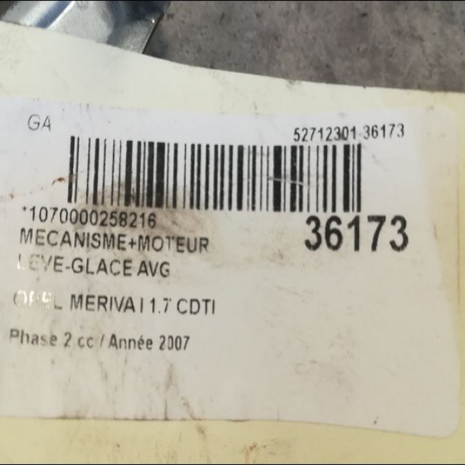 Mecanisme+moteur leve-glace avg occasion OPEL MERIVA I Phase 2 01-2006->09-2010 1.7 CDTI 100ch 93189355 3