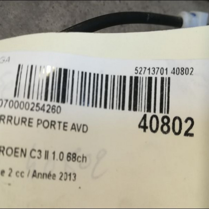Serrure porte avd occasion CITROEN C3 II Phase 2 03-2013->12-2016 1.0 68ch 9800624680 3