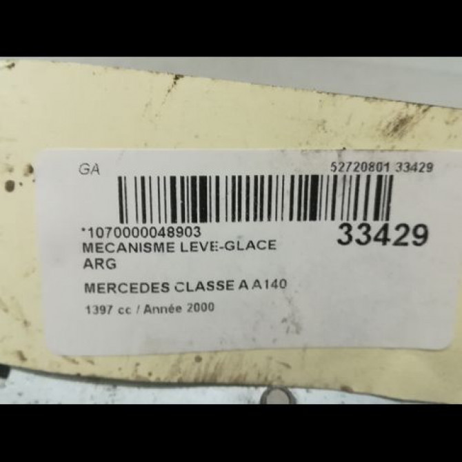 Mecanisme leve-glace arrière gauche occasion MERCEDES CLASSE A I Phase 1 01-1998->03-2001 A 140 1687301346 5