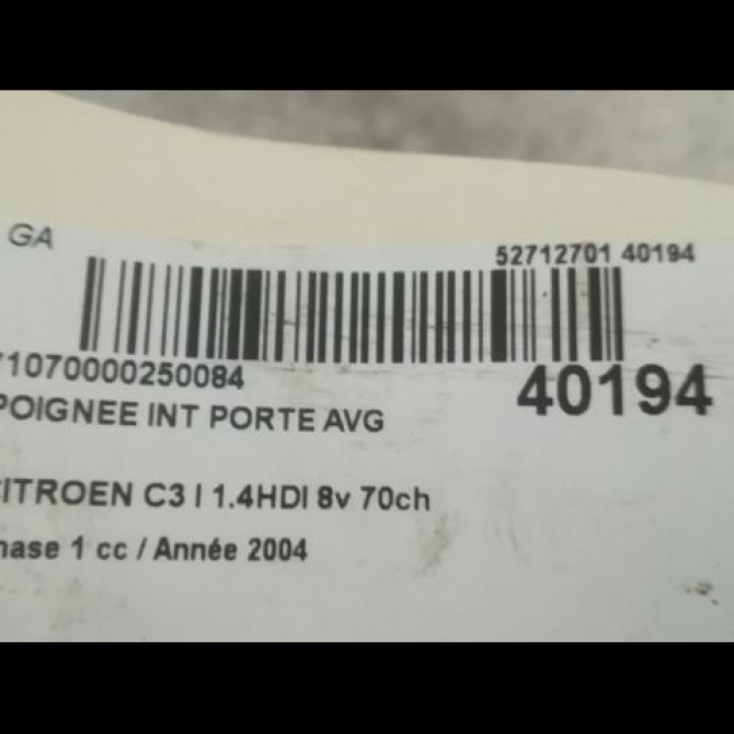Poignee int porte avg occasion CITROEN C3 I Phase 1 04-2002->10-2005 1.4HDI 8v 70ch 9143G0 2