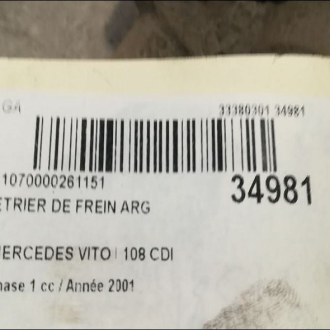 Etrier de frein arrière gauche occasion MERCEDES VITO I Phase 1 04-1996->10-2003 108 CDI 3