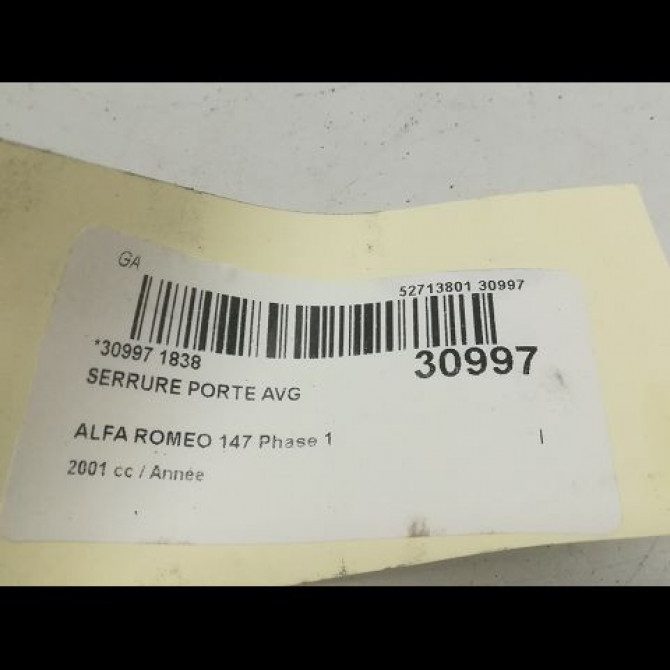 Serrure porte avg occasion ALFA ROMEO 147 Phase 1 09-2000->09-2004 46800416 4