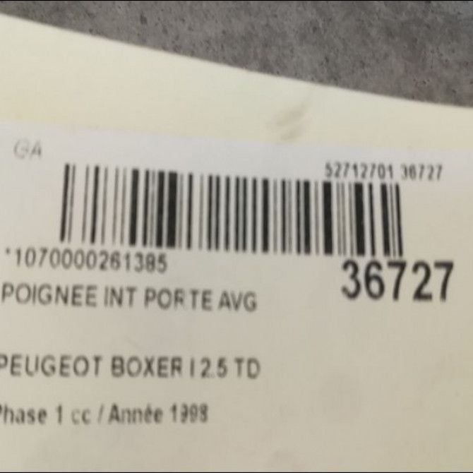 Poignee int porte avg occasion PEUGEOT BOXER I Phase 1 07-1994->02-2002 2.5 TD 911747 2