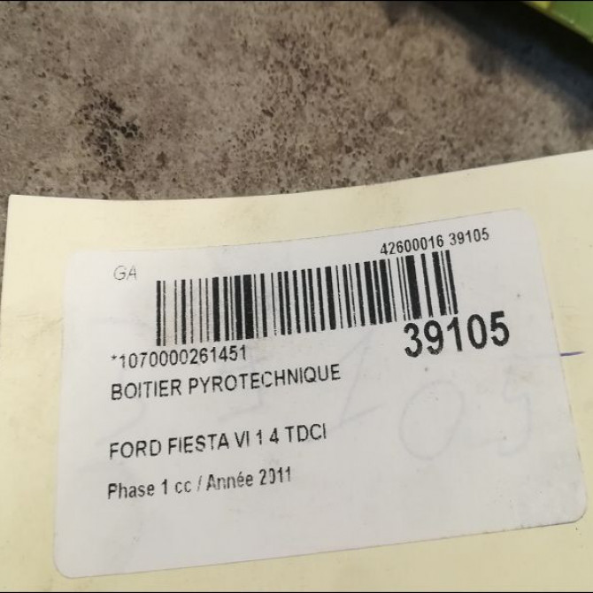 Boitier pyrotechnique occasion FORD FIESTA VI Phase 1 10-2008->11-2012 1.4 TDCI 70ch 1678533 2