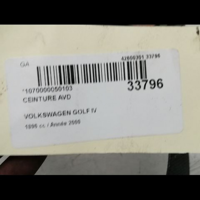Ceinture avant droite occasion VOLKSWAGEN GOLF IV GOLF IV Phase 1 1998-01-01->2005-06-30 1.9 TDI 90ch 1J4857706AAHCR 5