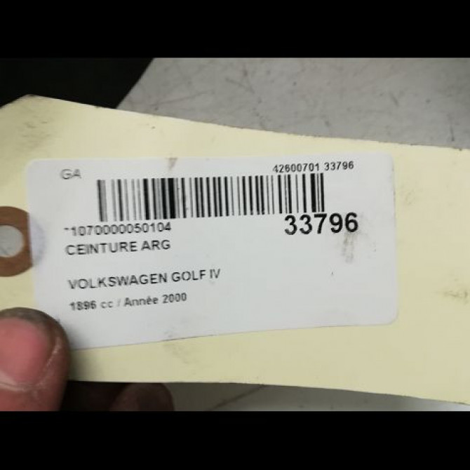 Ceinture arrière gauche occasion VOLKSWAGEN GOLF IV GOLF IV Phase 1 1998-01-01->2005-06-30 1.9 TDI 90ch 1J9857805DHCR 3