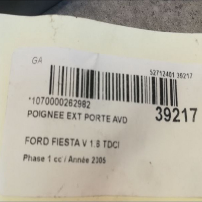 Poignee ext porte avd occasion FORD FIESTA V Phase 1 09-2002->10-2005 1.6 TDCI 1521631 2