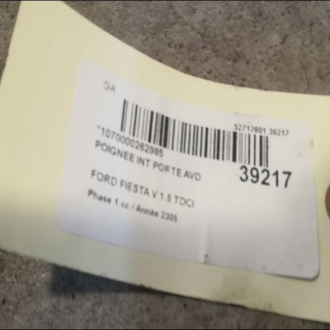 Poignee int porte avd occasion FORD FIESTA V Phase 1 09-2002->10-2005 1.6 TDCI 1329934 2