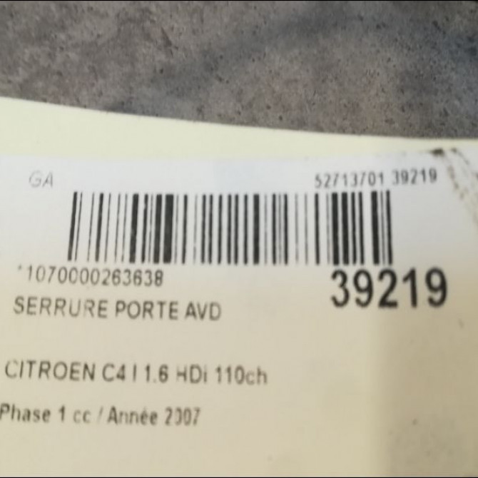 Serrure porte avd occasion CITROEN C4 I Phase 1 11-2004->07-2008 1.6 HDi 110ch 9136EV 4