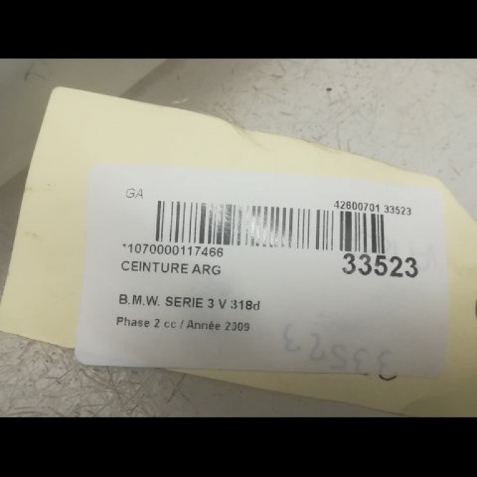 Ceinture arrière gauche occasion B.M.W. SERIE 3 V Phase 2 09-2008->12-2011 318d 72117244209 4