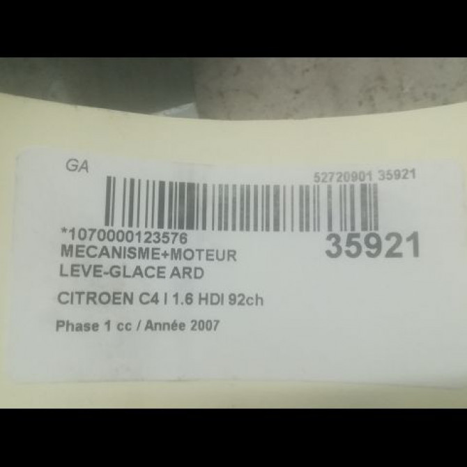Mecanisme+moteur leve-glace ard occasion CITROEN C4 I Phase 1 11-2004->07-2008 1.6 HDI 92ch 9224H3 3