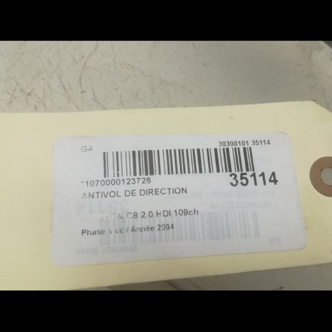 Antivol de direction occasion CITROEN C8 Phase 1 06-2002->... 2.0 HDI 109ch 4162Y2 3