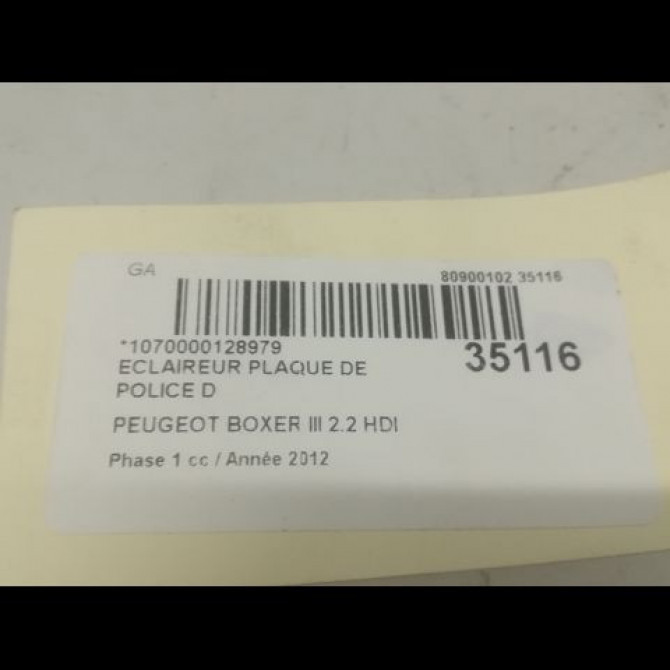 Eclaireur plaque de police d occasion PEUGEOT BOXER III Phase 1 06-2006->... 2.2 HDI 120ch 3