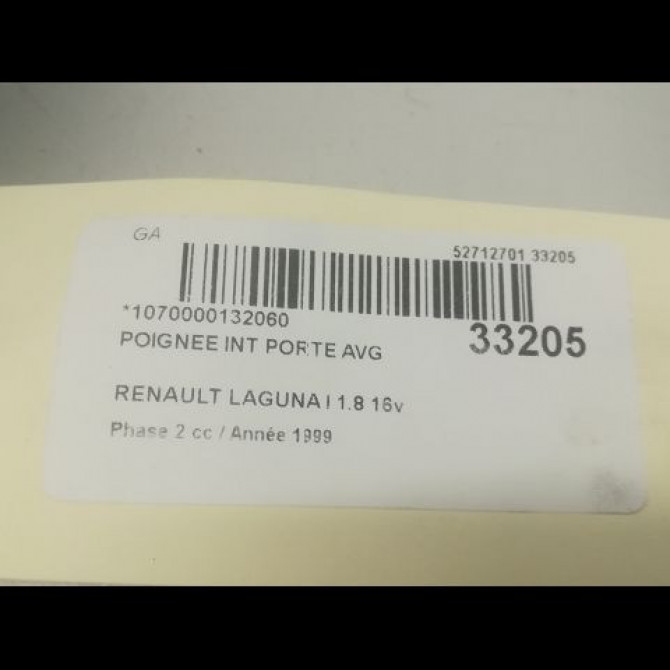 Poignee int porte avg occasion RENAULT LAGUNA I Phase 2 04-1998->11-2000 1.8 16v 7700420092 3