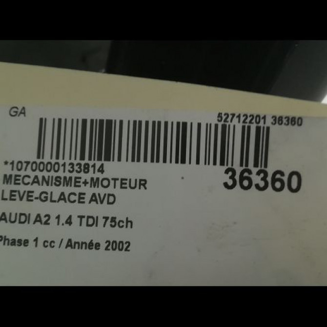 Mecanisme + moteur lève-glace avant droit occasion AUDI A2 Phase 1 07-2000->12-2005 1.4 TDI 75ch 8Z0837462B 3