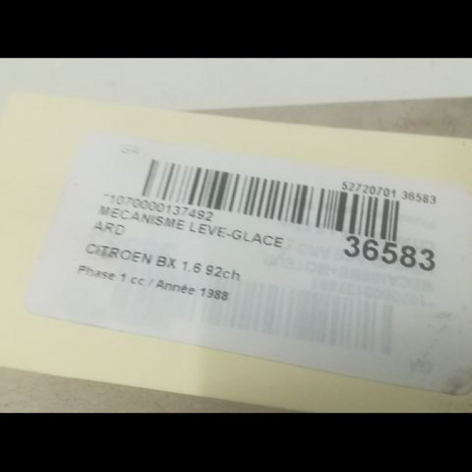 Mecanisme leve-glace arrière droit occasion CITROEN BX Phase 1 10-1982->12-1993 1.6 92ch 3