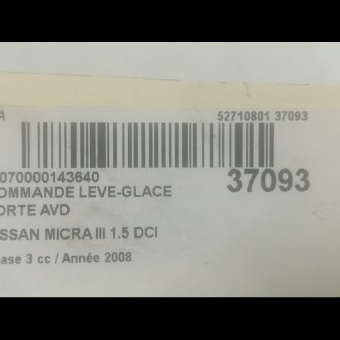 Commande lève-glace porte avant droite occasion NISSAN MICRA III Phase 3 11-2007->11-2010 1.5 DCI 90ch 254111VX0A 3