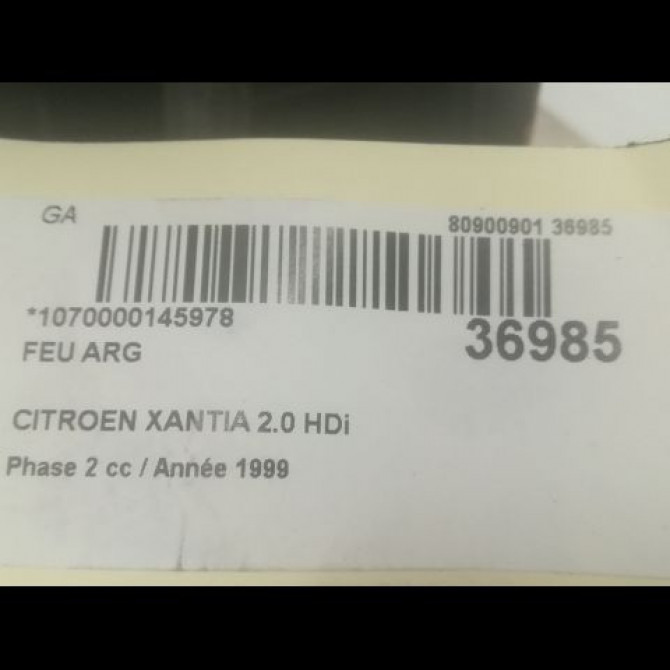 Feu arrière gauche occasion CITROEN XANTIA Phase 2 12-1997->06-2001 2.0 HDi 90ch 6350K0 3