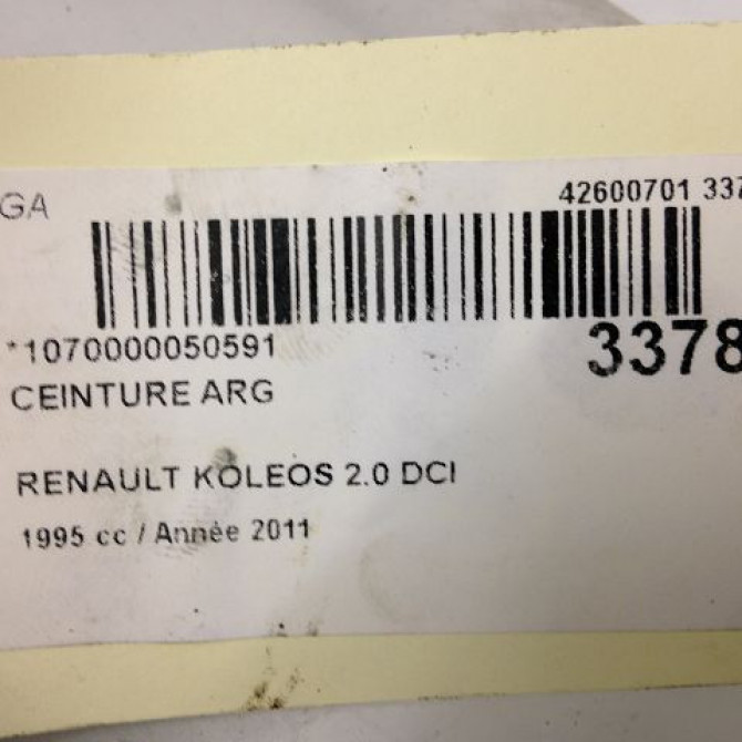 Ceinture arrière droite occasion RENAULT KOLEOS I Phase 1 06-2008->12-2011 2.0 DCI 150ch 88844JZ10A 3