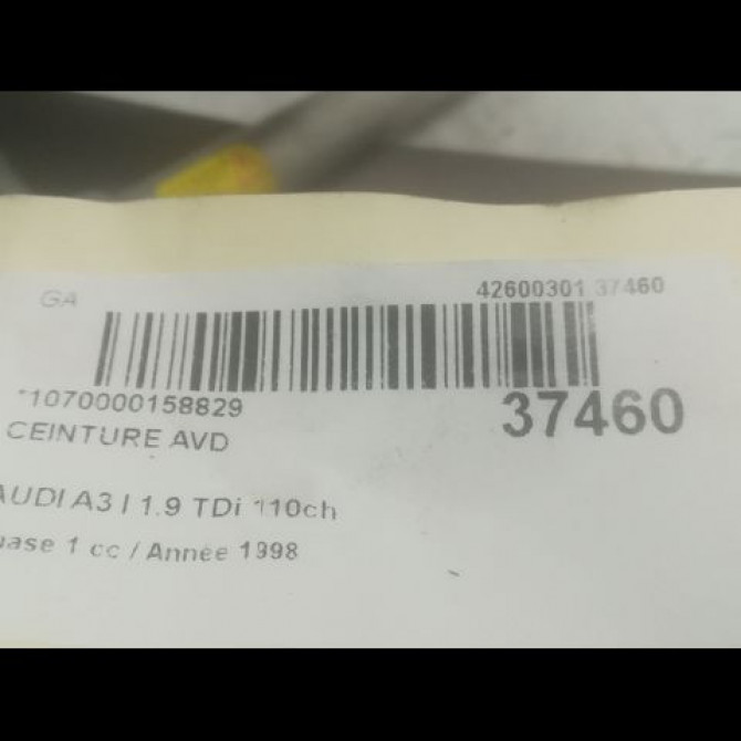 Ceinture avant droite occasion AUDI A3 I Phase 1 09-1996->10-2000 1.9 TDi 110ch 895857706BKV04 4