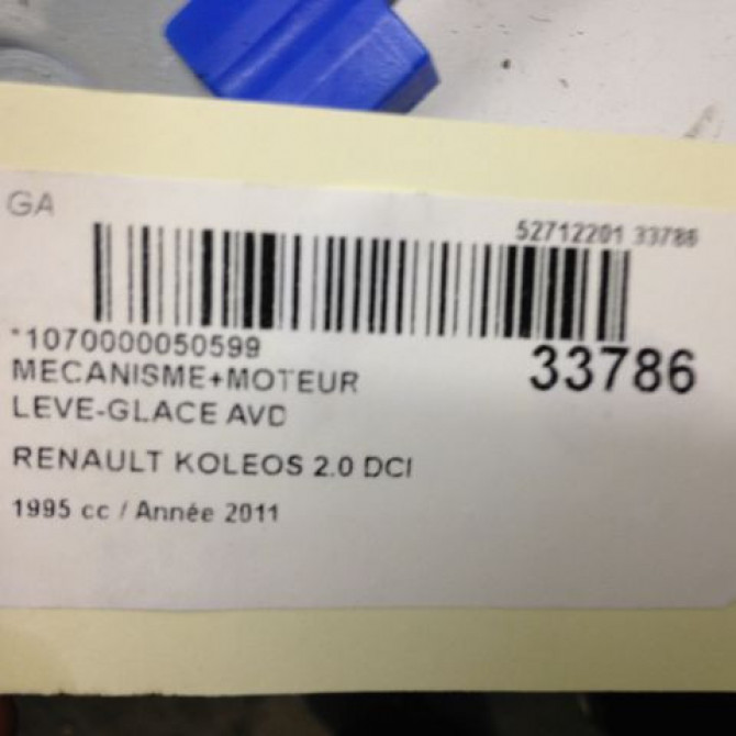 Mecanisme + moteur lève-glace avant droit occasion RENAULT KOLEOS I Phase 1 06-2008->12-2011 2.0 DCI 150ch 807207736R 4