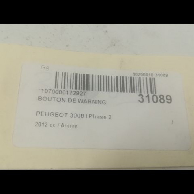 Bouton de warning occasion PEUGEOT 3008 I Phase 2 11-2013->... 2