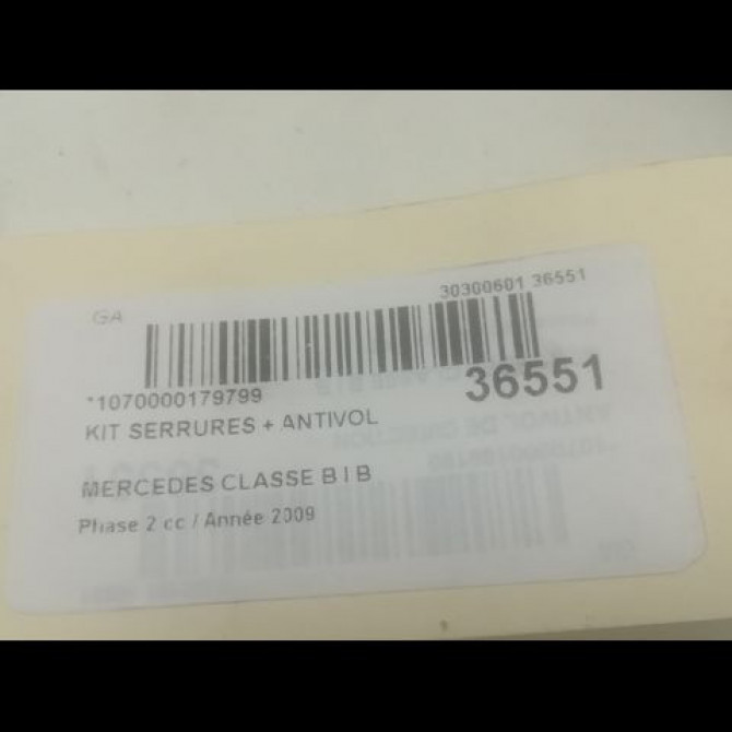 Kit serrures + antivol occasion MERCEDES CLASSE B I Phase 2 04-2008->09-2011 B 200 CDI 4