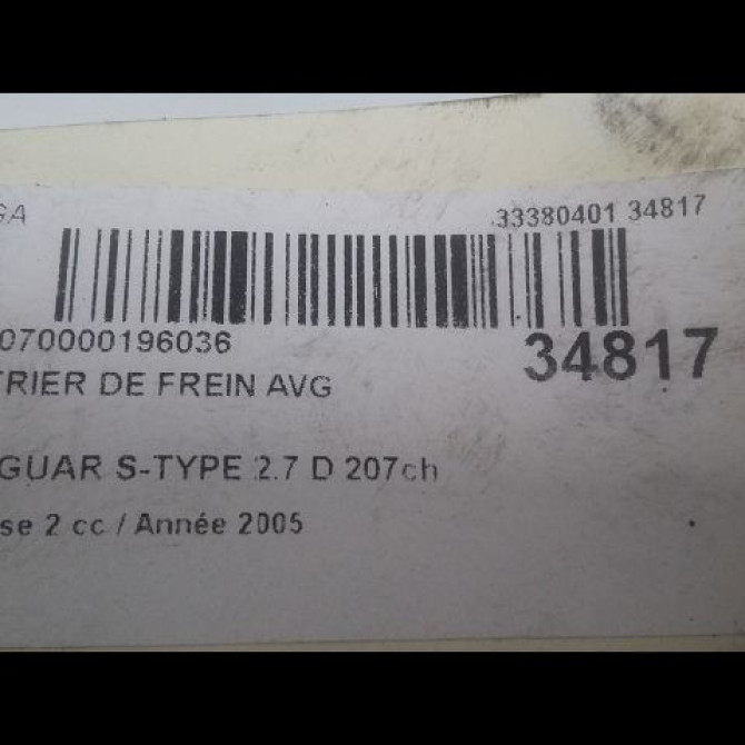 Etrier de frein avant gauche occasion JAGUAR S-TYPE Phase 2 01-2002->12-2007 2.7 D 207ch C2C12071 3