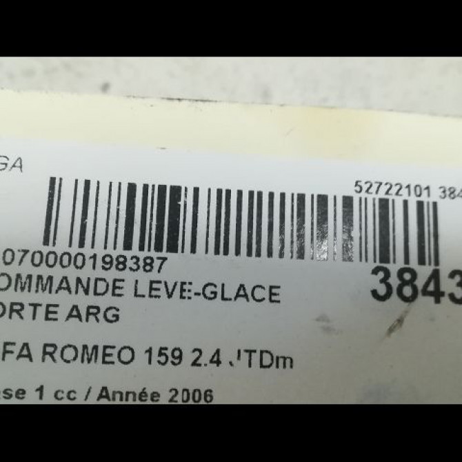 Commande leve-glace porte arrière gauche occasion ALFA ROMEO 159 Phase 1 09-2005->05-2013 2.4 JTDm 200ch 71744265 3