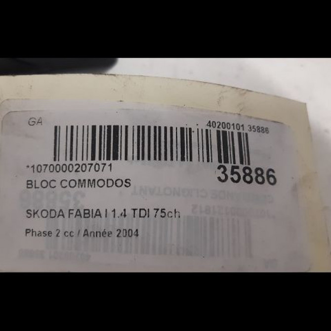 Bloc commodos occasion SKODA FABIA I Phase 2 09-2004->05-2007 1.4 TDI 75ch 5