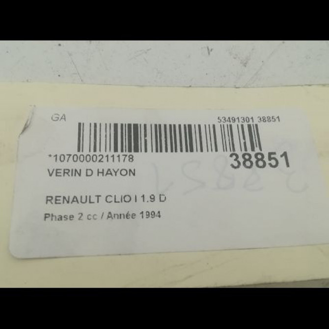 Verin droit hayon occasion RENAULT CLIO I Phase 2 03-1994->03-1996 1.9 D 7700800311 2