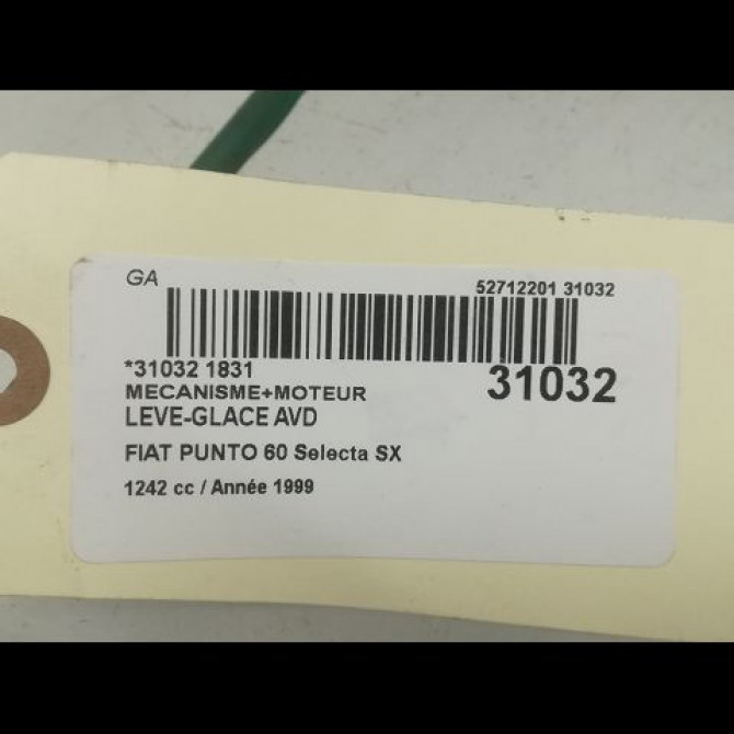 Mecanisme + moteur lève-glace avant droit occasion FIAT PUNTO I Phase 1 11-1993->10-1999 46736434 5