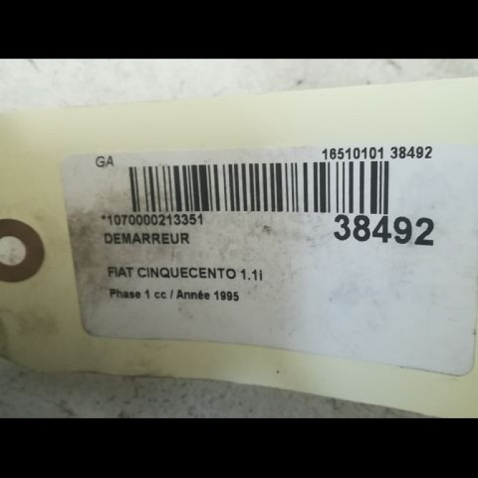 Démarreur occasion FIAT CINQUECENTO Phase 1 07-1992->09-1998 1.1i 54ch 7796598 3