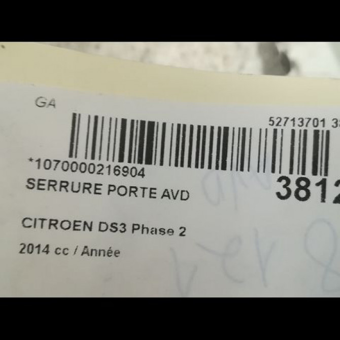 Serrure porte avd occasion CITROEN DS3 Phase 2 06-2014->... 4