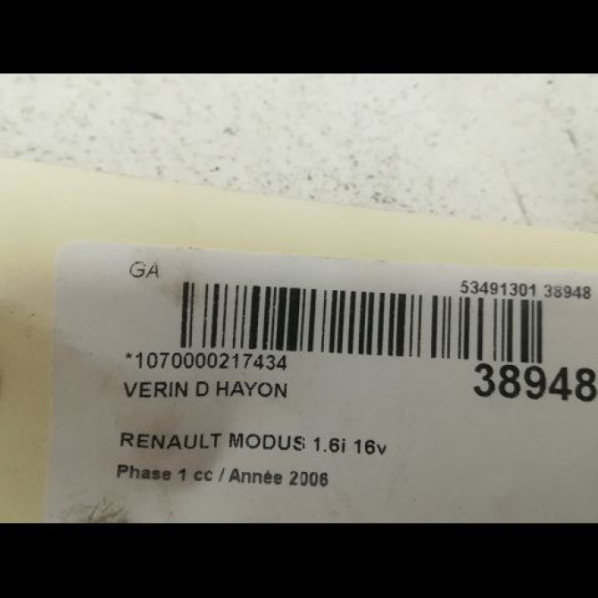 Verin droit hayon occasion RENAULT MODUS Phase 1 09-2004->12-2007 1.6i 16v 8200219322 2