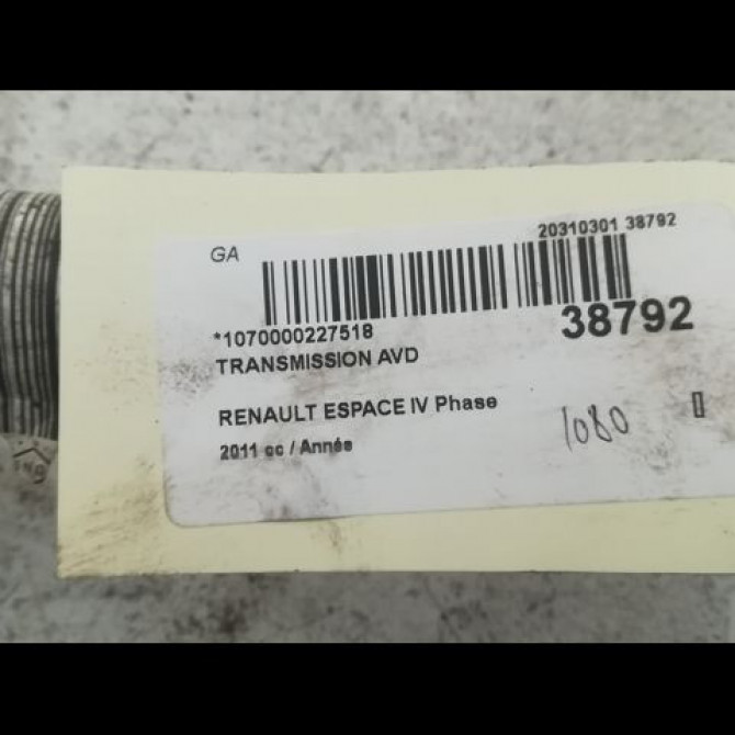 Transmission avant droite occasion RENAULT ESPACE IV Phase 2 03-2006->07-2012 8200500683 2