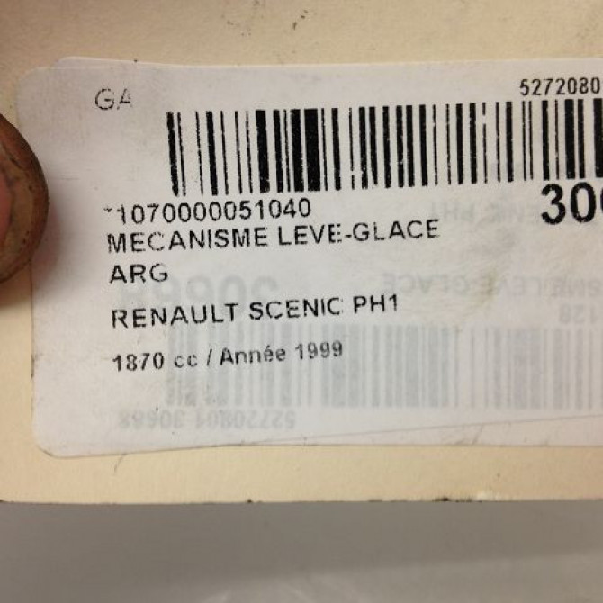 Mecanisme leve-glace arrière gauche occasion RENAULT SCENIC I Phase 1 09-1996->08-1999 7700838598 3
