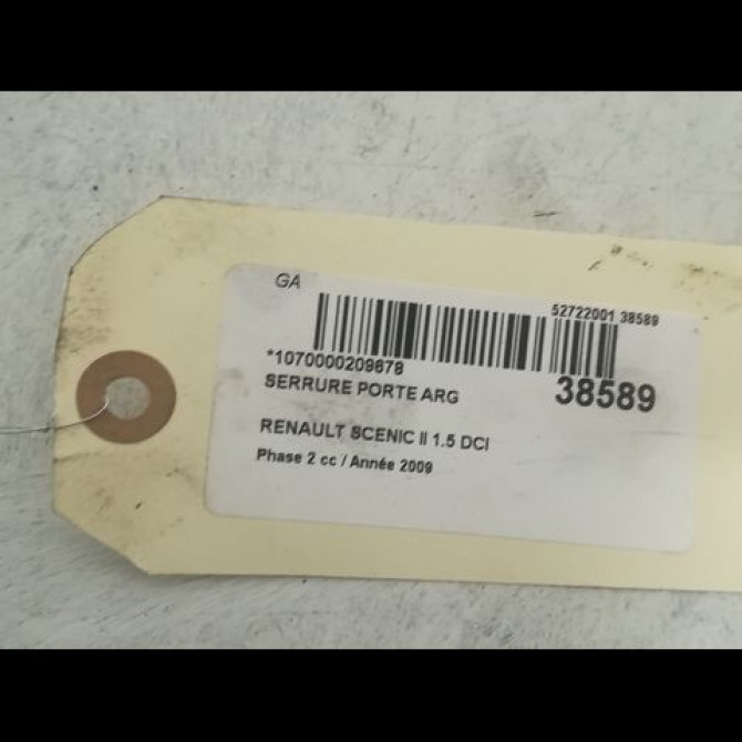 Serrure porte arg occasion RENAULT SCENIC II Phase 2 09-2006->04-2009 1.5 DCI 105ch 8200119333 3