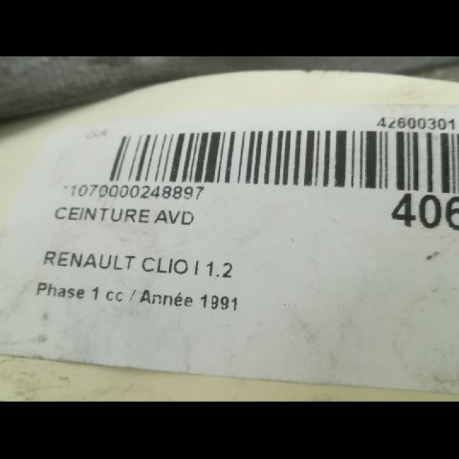 Ceinture avant droite occasion RENAULT CLIO I Phase 1 06-1990->03-1994 1.2 4