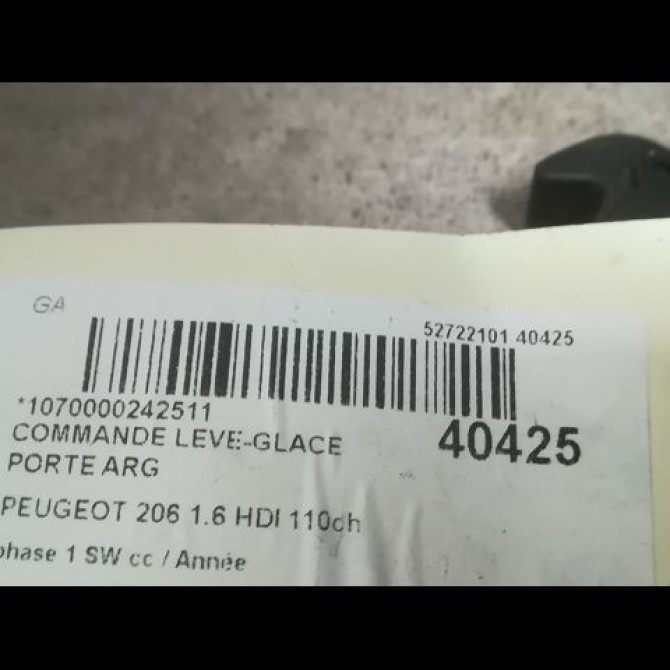 Commande leve-glace porte arrière gauche occasion PEUGEOT 206 206 phase 1 SW 2002-06-01->2006-12-31 1.6 HDI 110ch 3