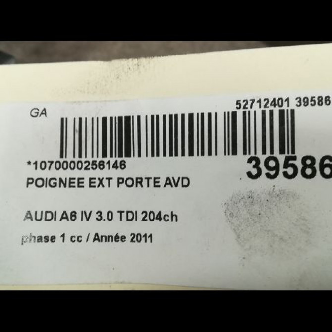 Poignee ext porte avd occasion AUDI A6 IV phase 1 02-2012->02-2015 3.0 TDI 204ch 4H0837206BGRU 2