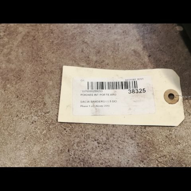 Poignee int porte ard occasion DACIA SANDERO I Phase 1 06-2008->10-2012 1.5 DCI 70ch 8200733847 2
